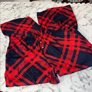 Aerie red and Navy Plaid satin wide leg pajama Pants